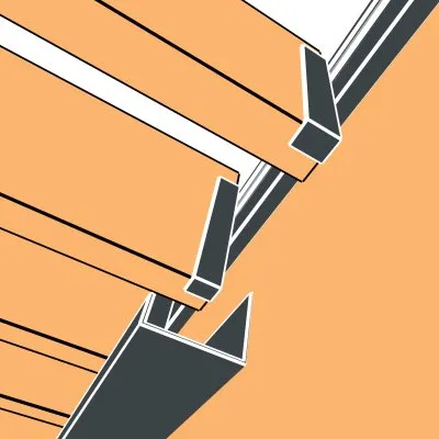 Représentation en 3D : chéneau Gris Anthracite RAL 7016 sous les lames et mécanisme SUNDIY en aluminium