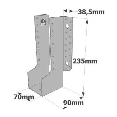 Grands sabots à ailes extérieures, gamme GLE ECONOMIQUE (développé 540mm, hauteur 235mm, épaisseur 2.5mm, profondeur 90mm) - Réf. GLE540/32/2.5