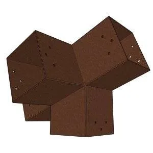 Connecteur SUNDIY pente 20° Corten RAL 8011 - 120mm à 4 directions - Forme T2