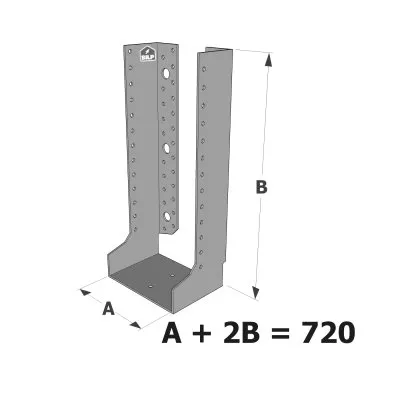 Grands sabots à ailes intérieures, gamme GLI ECONOMIQUE (développé 720mm, épaisseur 2.5mm, profondeur 90mm) - Réf. GLI720/2.5X