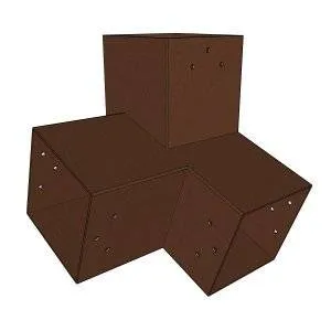 Connecteur SUNDIY pente 20° Corten RAL 8011 - 120mm à 3 directions - Forme L4