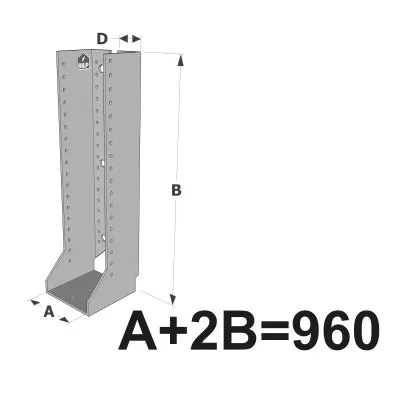 Grands sabots à ailes intérieures, gamme GSI CLASSIQUE (épaisseurs 4mm, profondeur 110mm) - Réf. GSI960/4X-AL