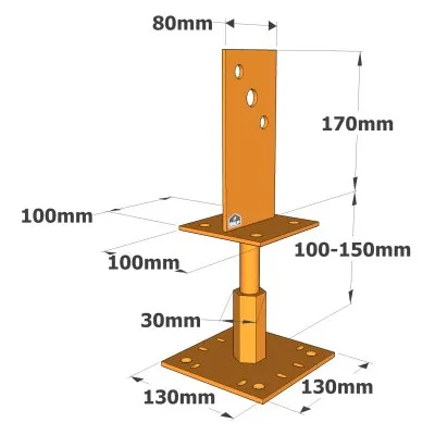 Pieds de poteau en âme avec platine - Réf. PPSR320