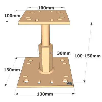 Pied de poteau réglable sous charge - Réf. PPRC