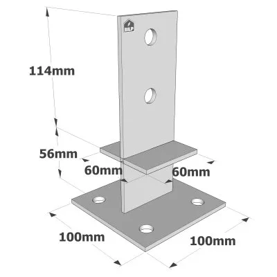 Pied de poteau en âme avec platine - Inox A4 - Réf. PPSDT170IX