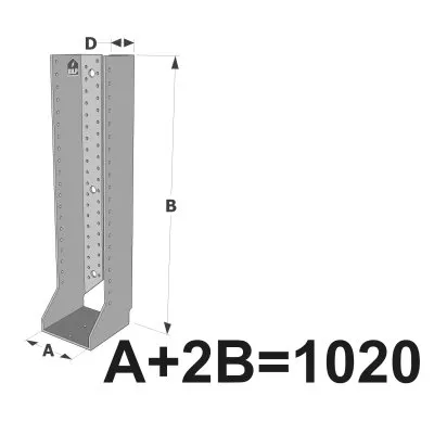 Grands sabots à ailes intérieures, gamme GSI CLASSIQUE (épaisseurs 4mm, profondeur 110mm) - Réf. GSI1020/4X