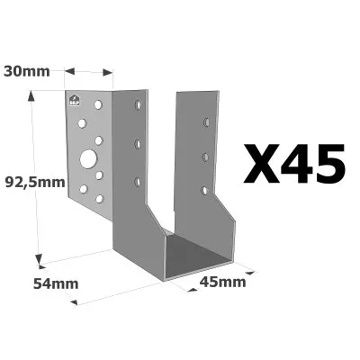 Sabots à ailes extérieures, gamme SBE ECONOMIQUE (épaisseur 1,5mm, profondeur 55mm) - Réf. SBE45/93_45