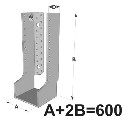 Grands sabots à ailes intérieures, gamme GLI ECONOMIQUE (développé 600mm, épaisseur 4mm, profondeur 90mm) - Réf. GLI600/4X