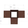 Dimensions du connecteur SUNDIY pente 20° Corten RAL 8011 - 120mm à 5 directions - Forme +