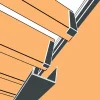 Représentation en 3D : chéneau Gris Anthracite RAL 7016 sous les lames et mécanisme SUNDIY en aluminium