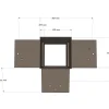 Dimensions du connecteur SUNDIY pente 20° Gris Taupe RAL 7006 - 120mm à 5 directions - Forme +